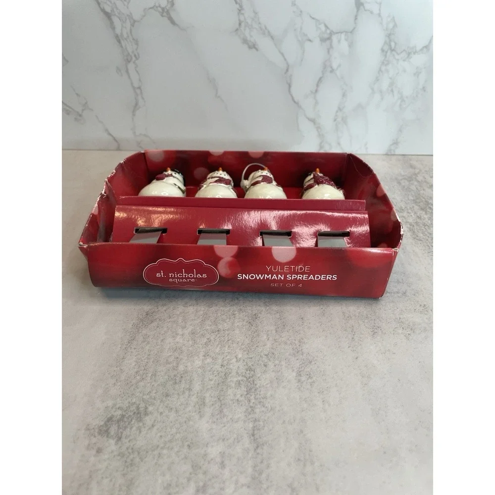 ST. NICHOLAS SQUARE WARM WISHES - SET OF 4 SNOWMAN SPREADERS